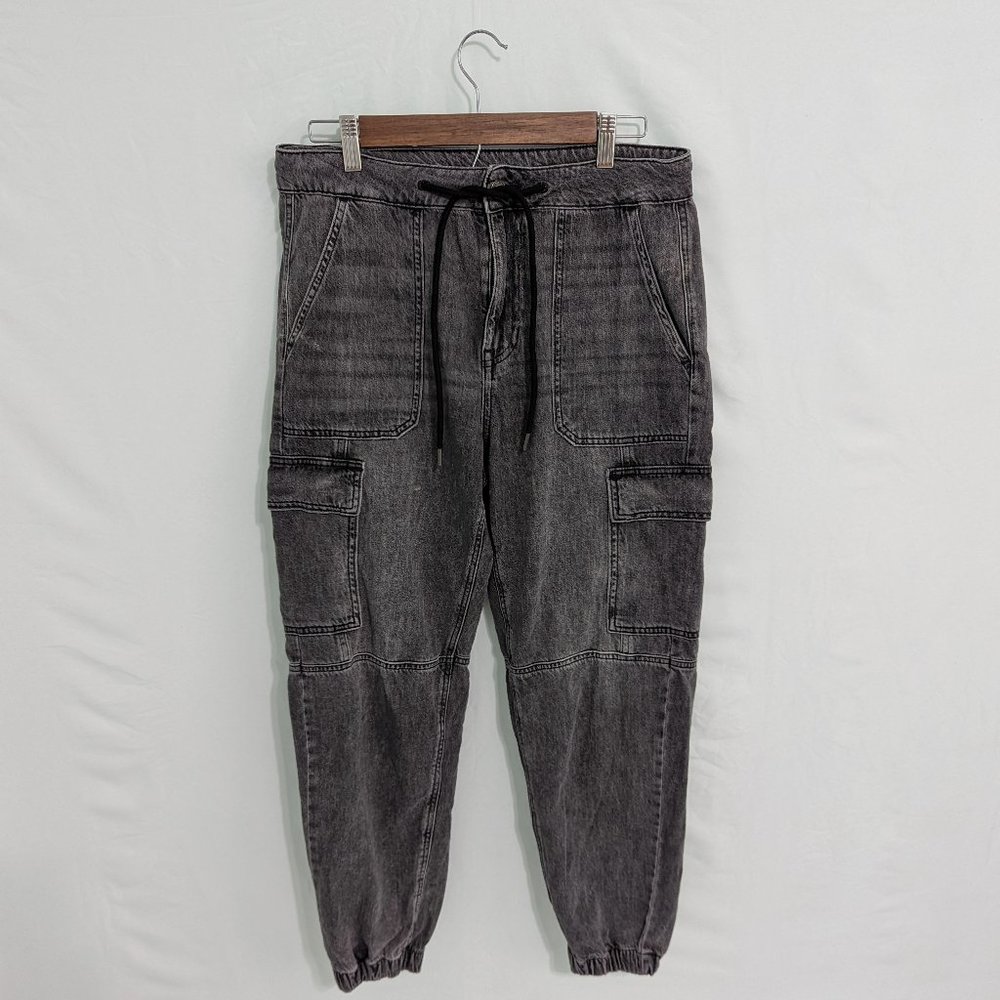 American Eagles Womens Cargo Pants Button Drawstring High Rise Washed Out Size 8